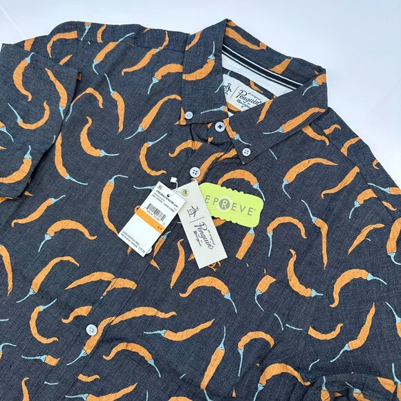 Original Penguin Men's WVN Short Sleeve Peppers Button Down‎ Shirt, Size S, Blue - Picture 1 of 11